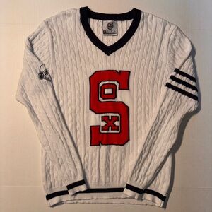 Vtg Chicago White Sox 125th Anniversary Cable Knit Sportswear Retro Sweater Sz M